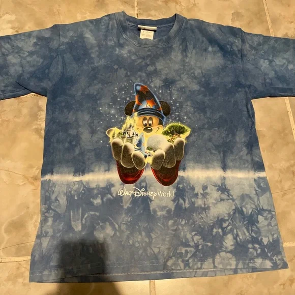 Vintage Disneyland Fantasia Mickey Mouse Tie Dye Sz Kids L Shirt